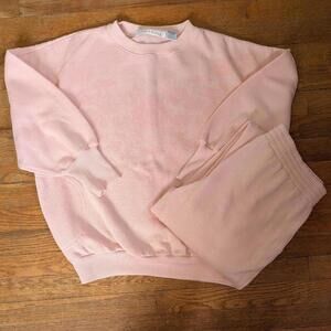 1980s Gitano Sports World Baby Pink Matching Sweatsuit Set Vintage Large